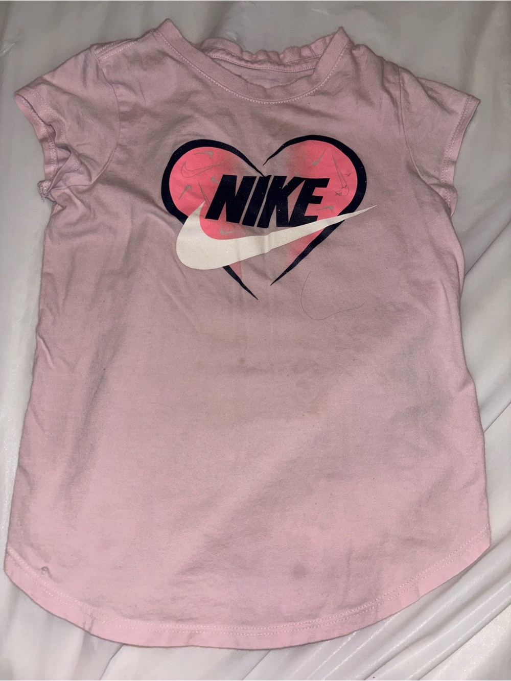 Nike Kids Pink Heart Logo Short Sleeve Tee